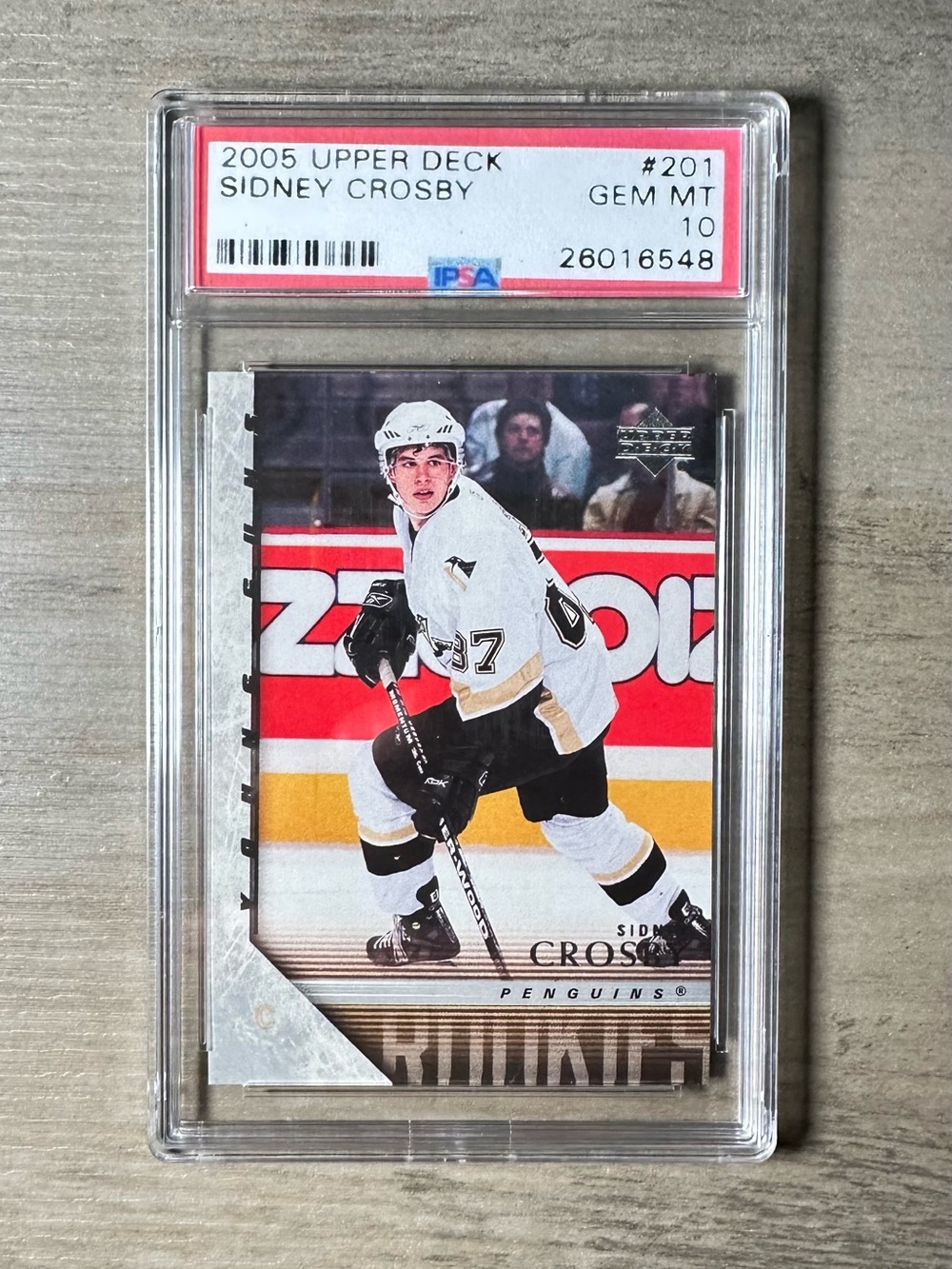 Sidney Crosby Rookie Gem Mint 10 2005 Upper Deck Young Guns #201 Novelty Card.